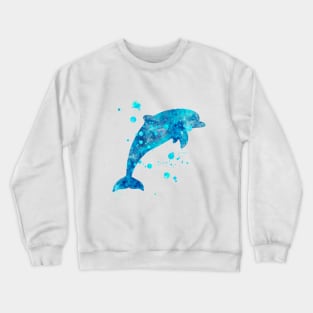 Blue Dolphin Watercolor Painting 2 Crewneck Sweatshirt